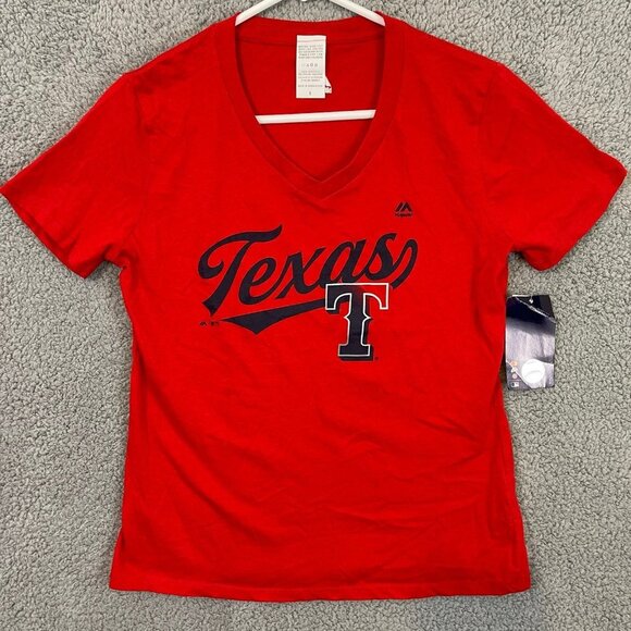 NEW Texas Rangers Women's Small MLB‎ Tee Red Short Sleeve T-shirt - Picture 1 of 12